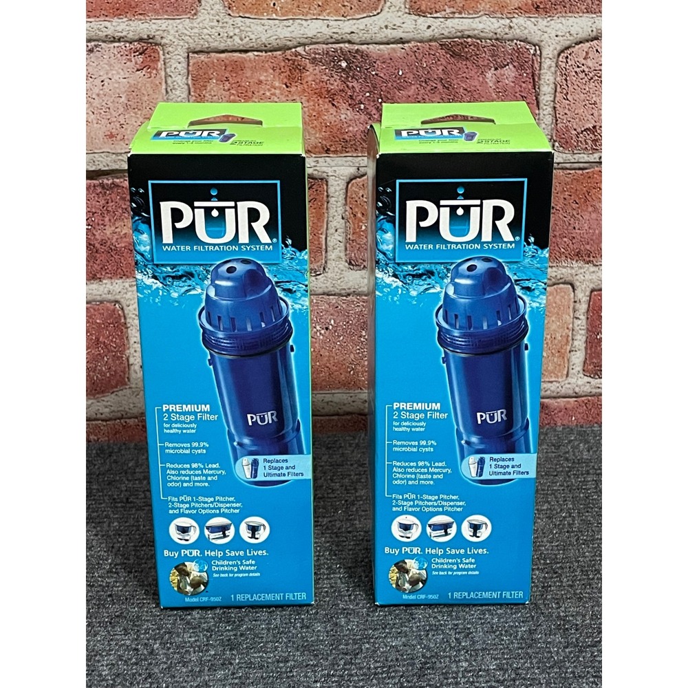 PUR CRF-950Z Premium 2 Stage Water Pitcher Replacement Filters Lot of 2 Blue